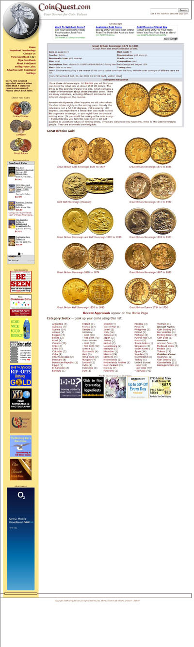 Coin Quest Victoria Gold Sovereigns Page